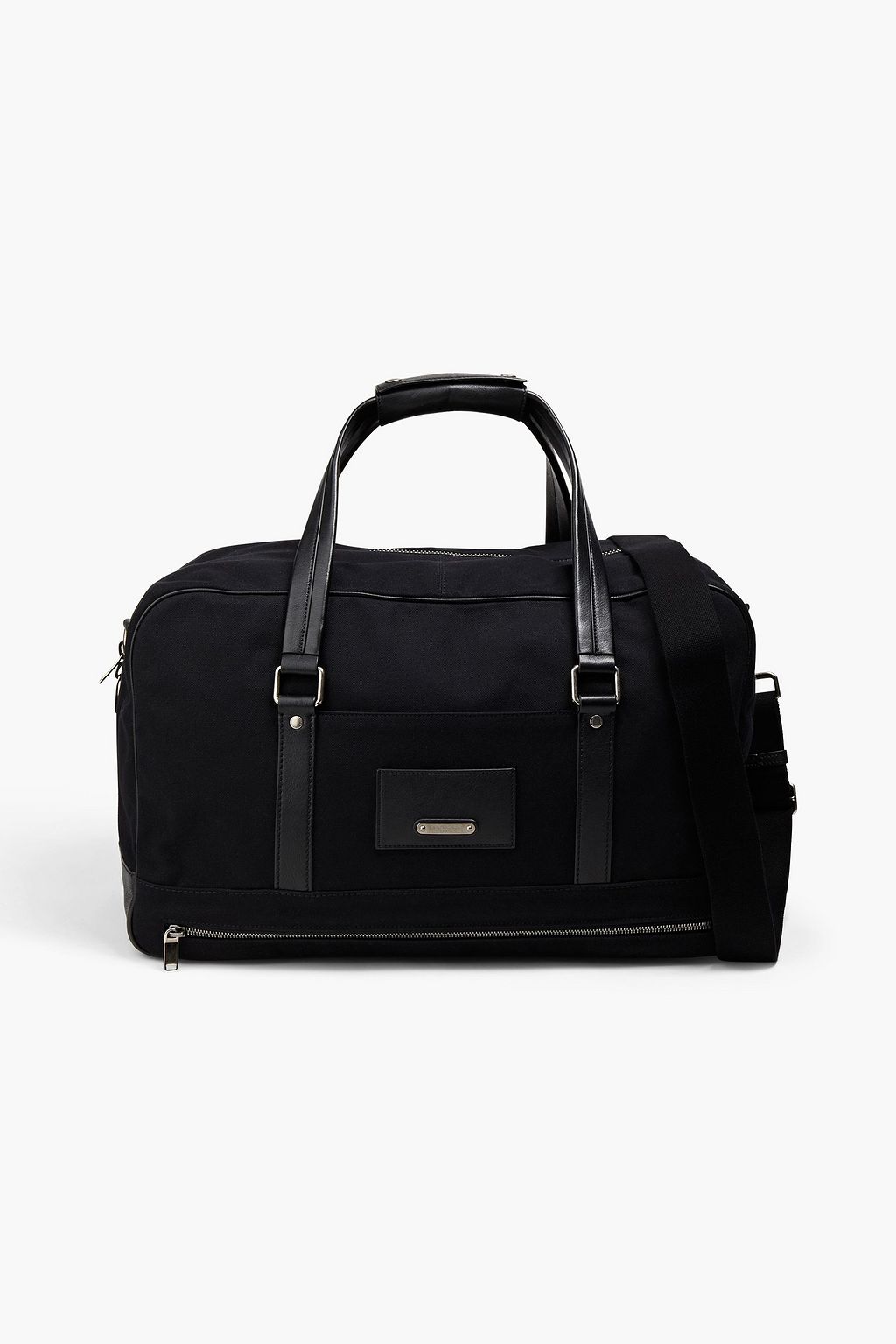 SAINT LAURENT Leather-paneled canvas weekend bag