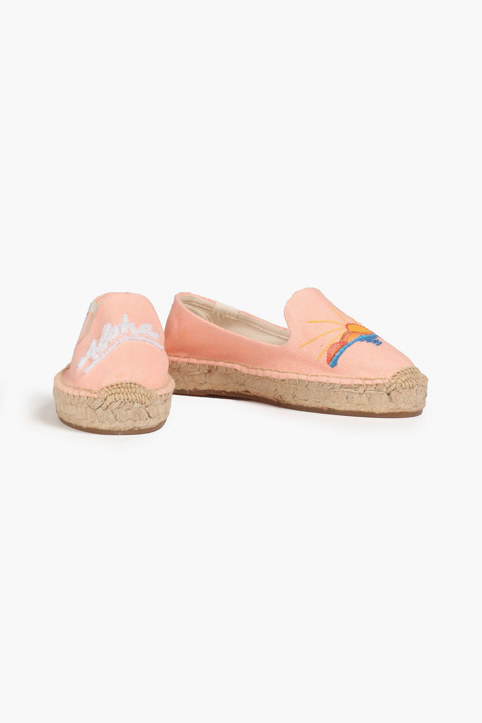 Soludos Embroidered Canvas Espadrilles In Pink