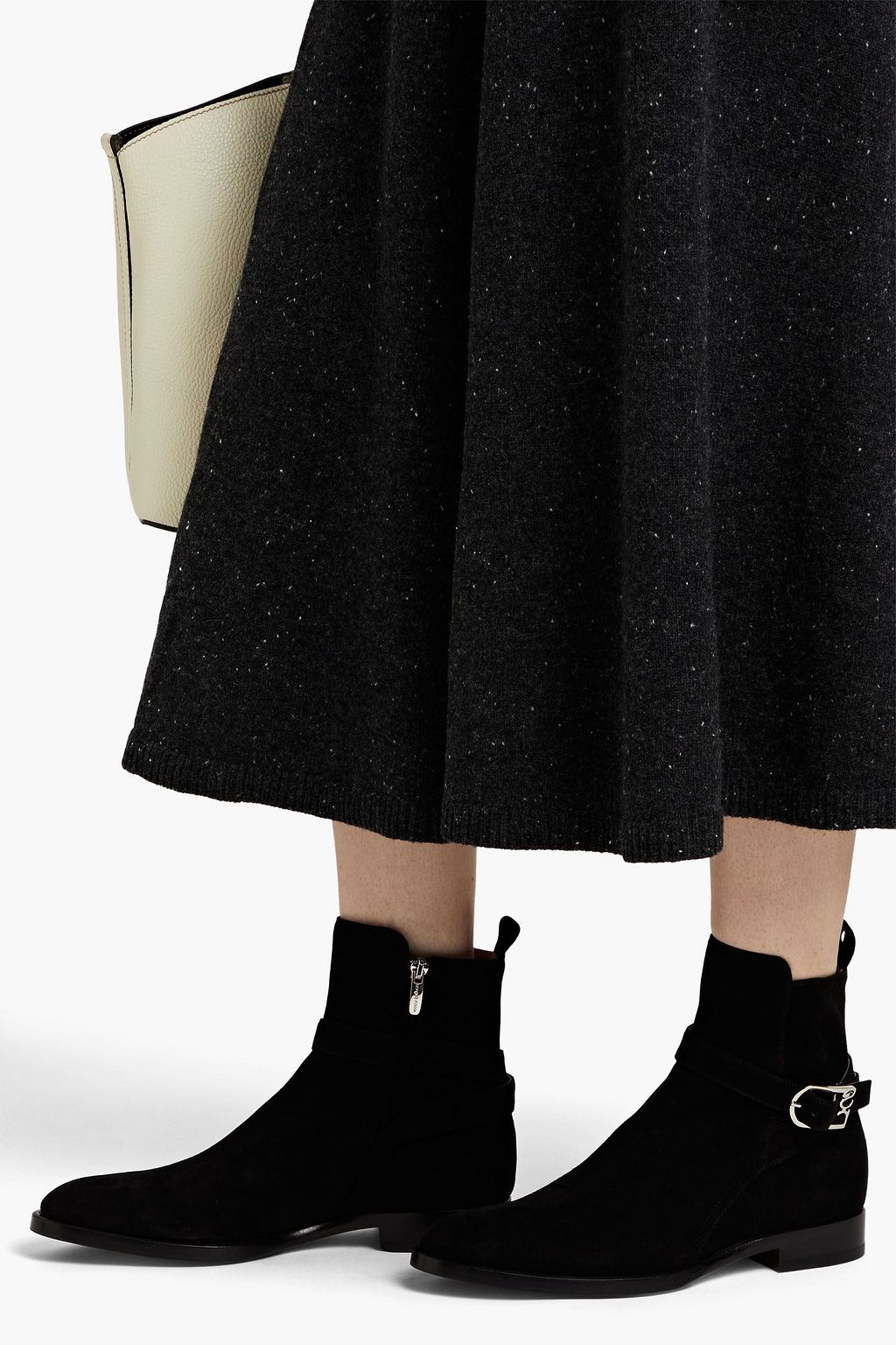 SERGIO ROSSI Buckled suede ankle boots