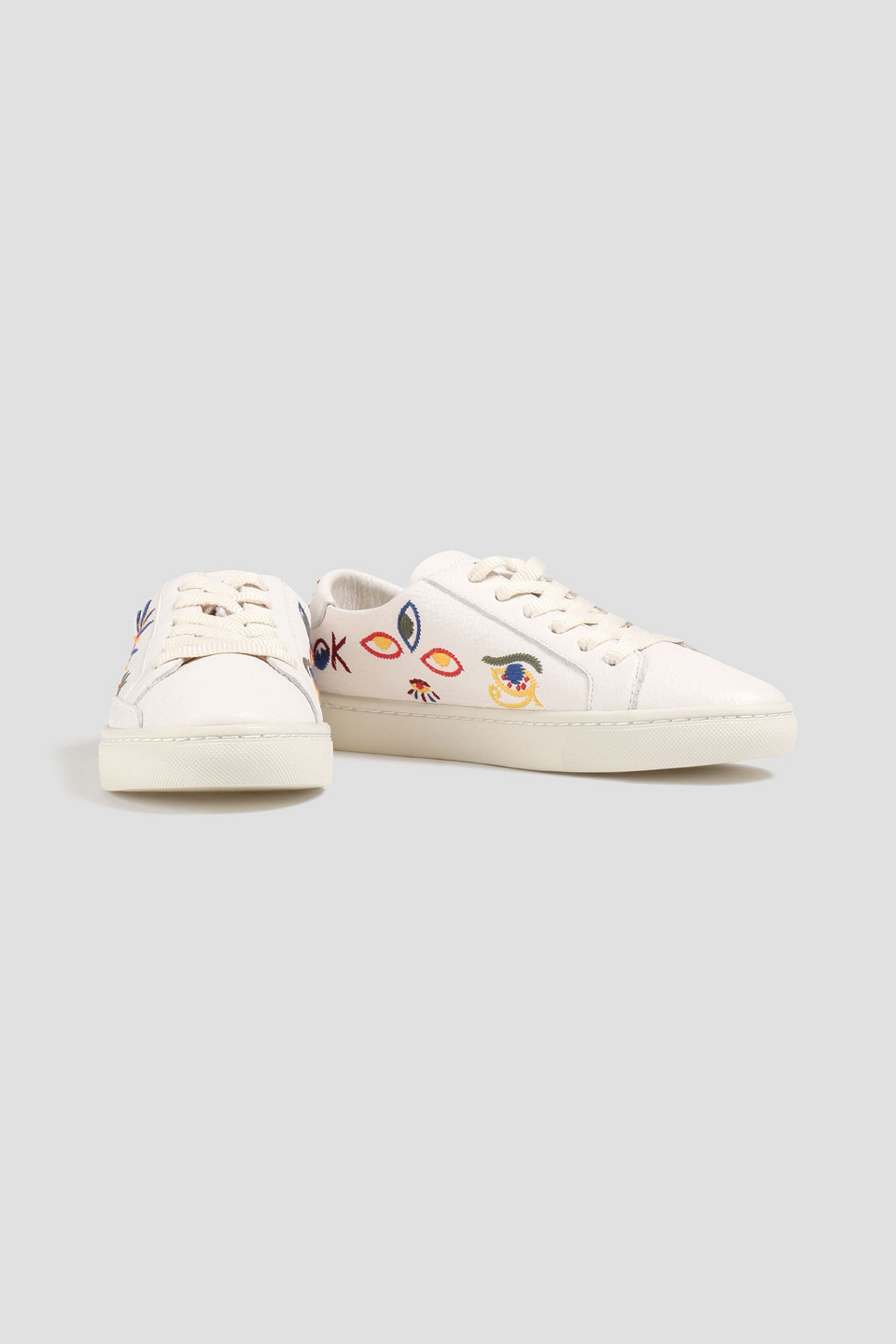 Soludos Ibiza Embroidered Textured-leather Trainers