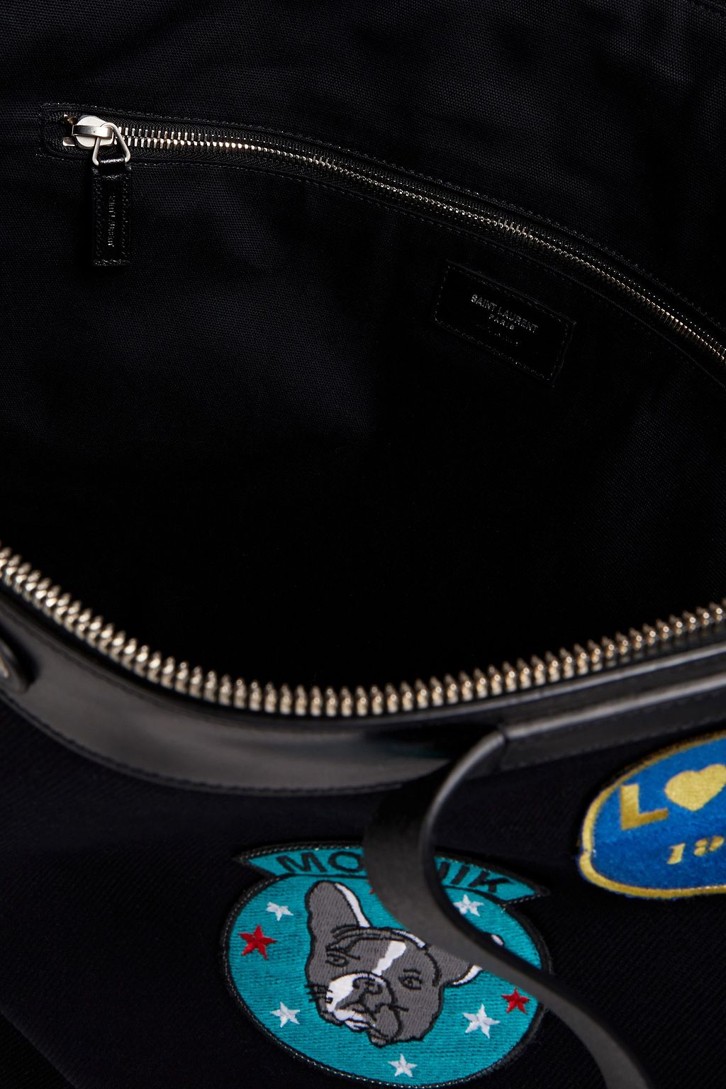 SAINT LAURENT Appliquéd twill tote