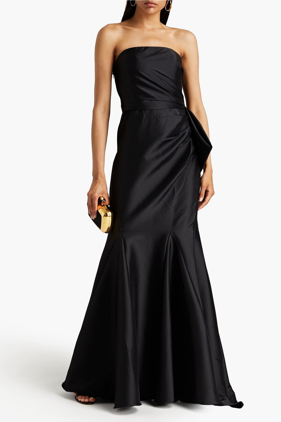 BADGLEY MISCHKA STRAPLESS BOW-DETAILED FAILLE GOWN 3074457345631269268