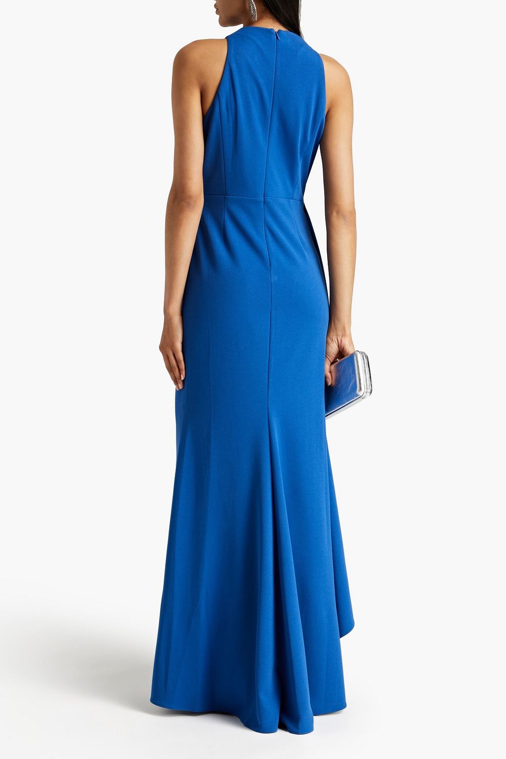 BADGLEY MISCHKA Draped stretch-crepe gown
