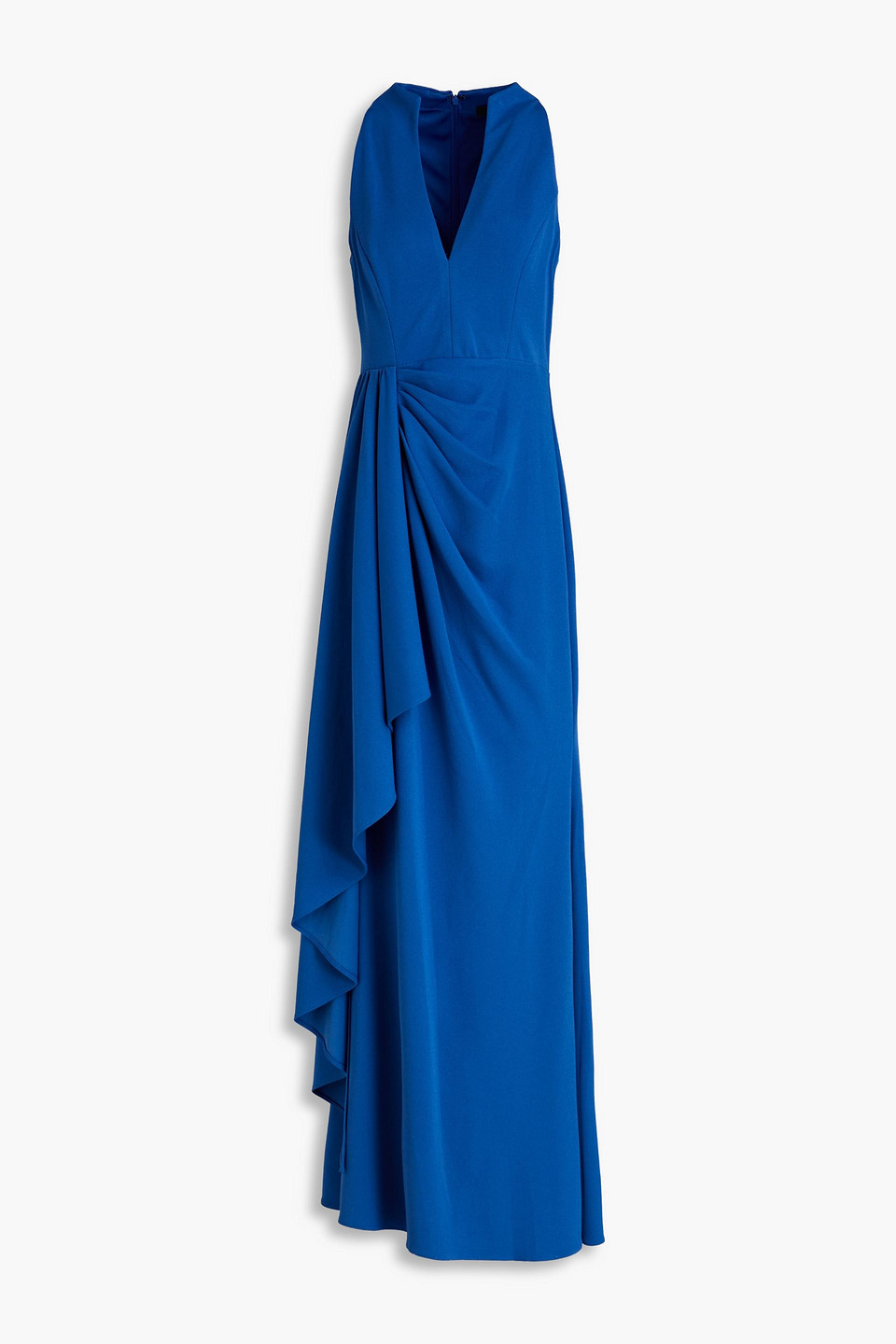 Badgley Mischka Draped stretch-crepe gown