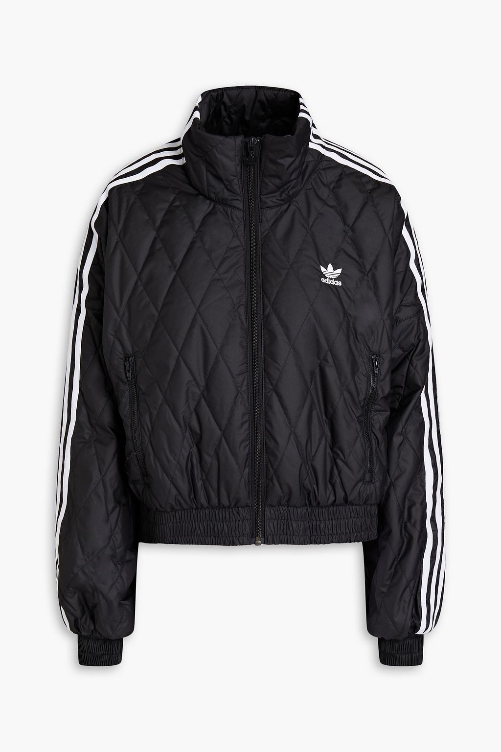 Black Cropped quilted shell track jacket | Sale up to 70% off | THE OUTNET | ADIDAS ORIGINALS | THE OUTNET