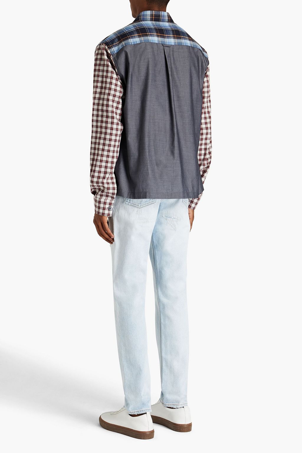 DOLCE & GABBANA Appliquéd patchwork-effect checked cotton shirt