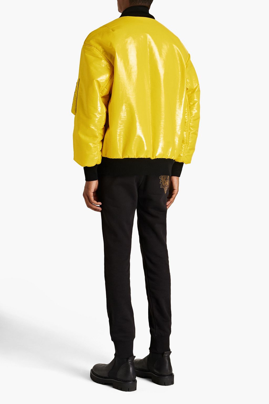 DOLCE & GABBANA Faux patent-leather bomber jacket