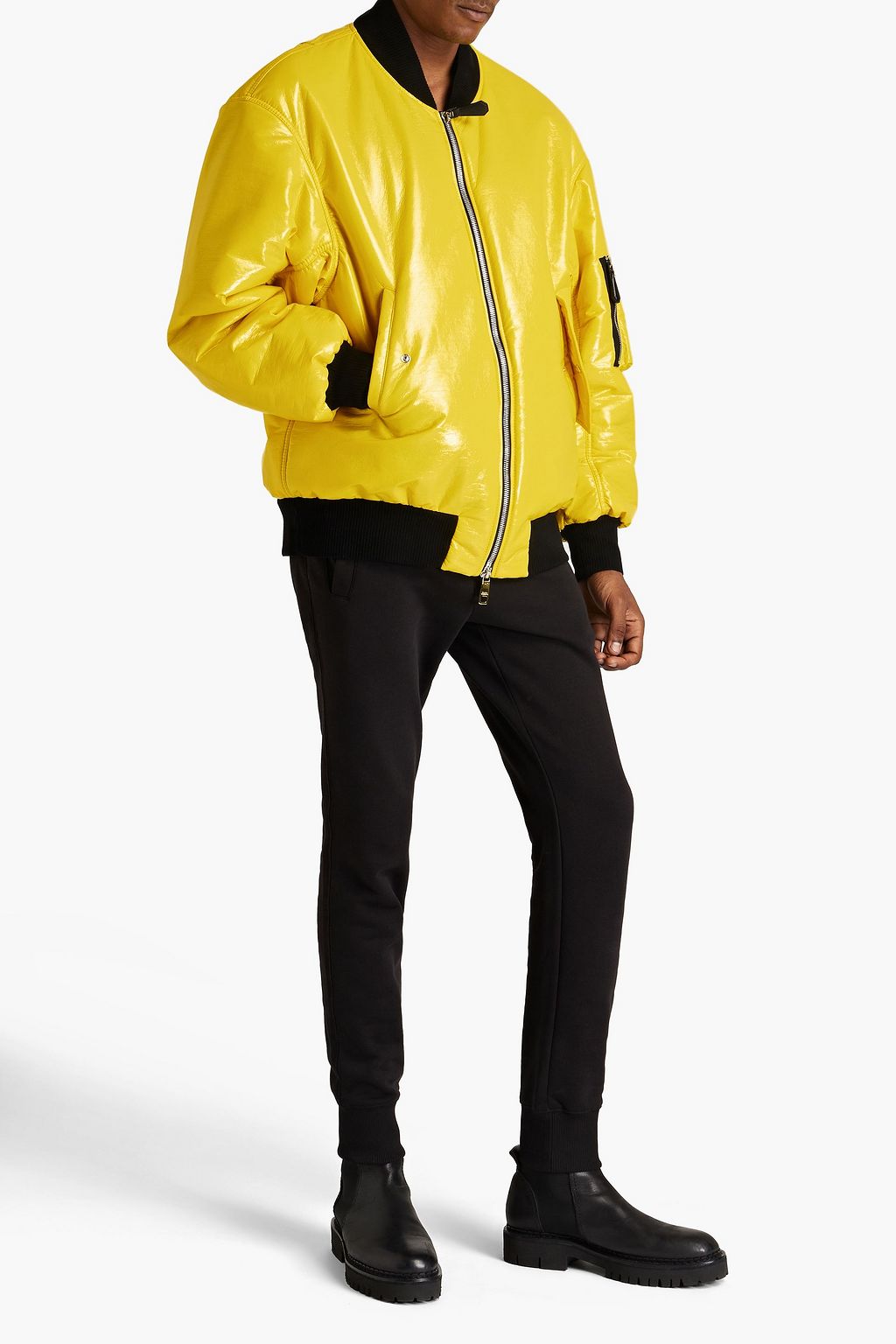 DOLCE & GABBANA Faux patent-leather bomber jacket