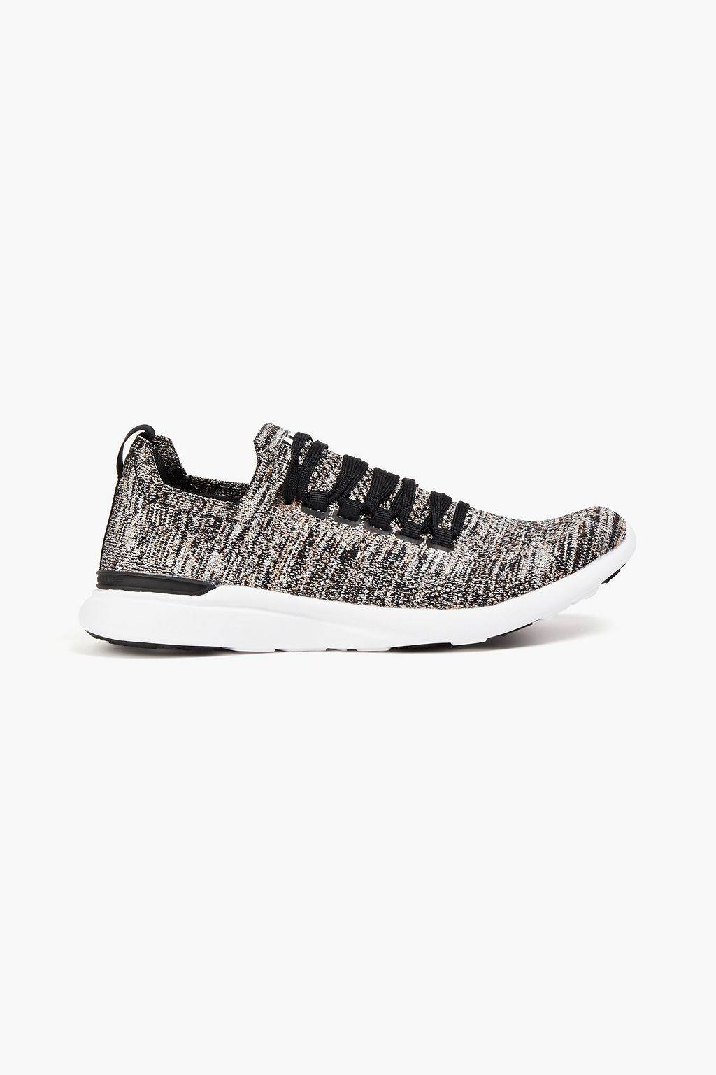 Perforated metallic stretch-knit sneakers