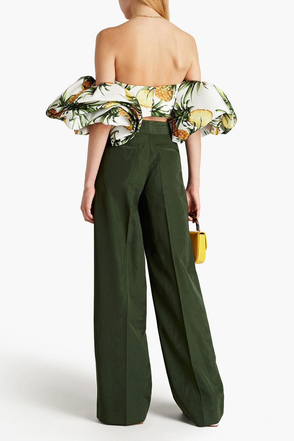 OSCAR DE LA RENTA Cotton-blend moire wide-leg pants