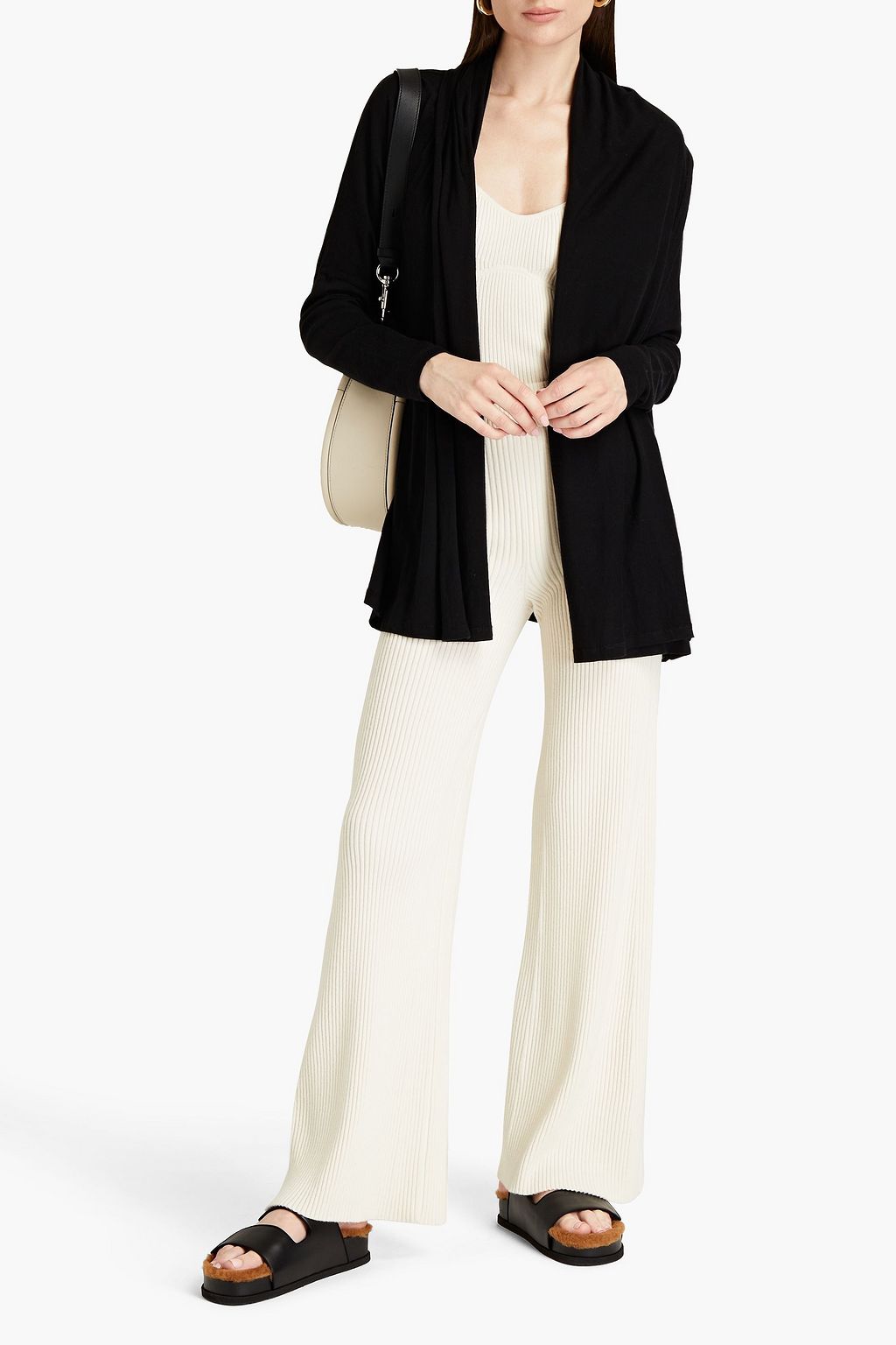 MAJESTIC FILATURES Draped cotton and cashmere-blend cardigan