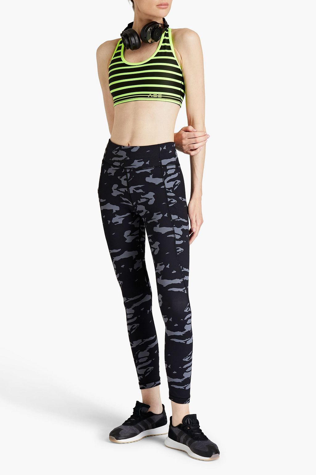 ADAM SELMAN SPORT Cutout striped stretch sports bra