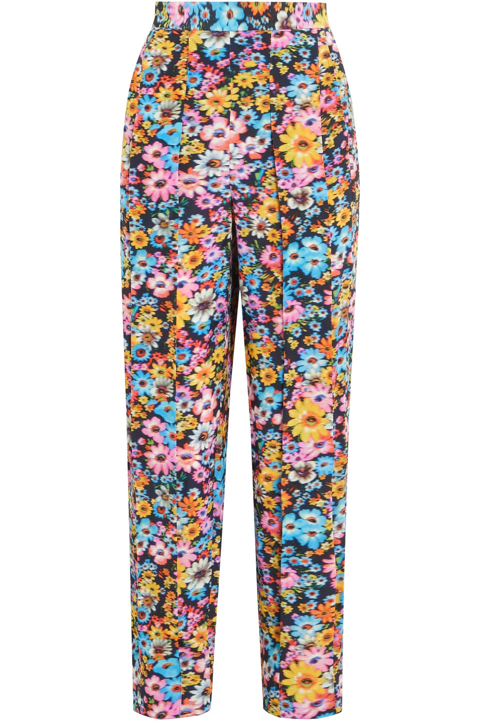 stella mccartney - pleated floral-print silk crepe de chine tapered pants - pink - it 38