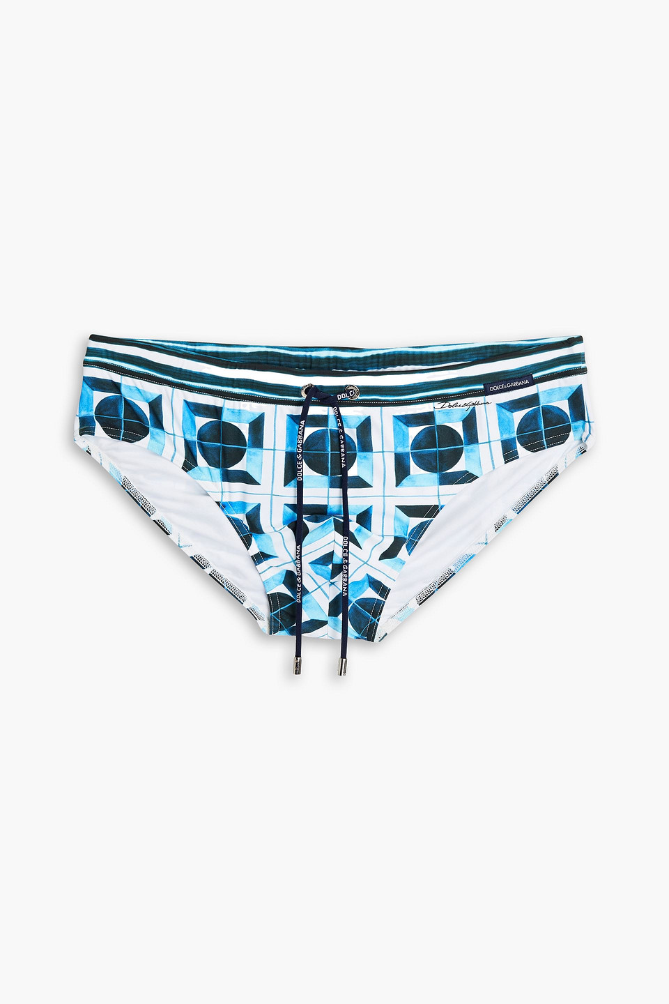 Dolce & Gabbana Printed Swim Briefs In Blue