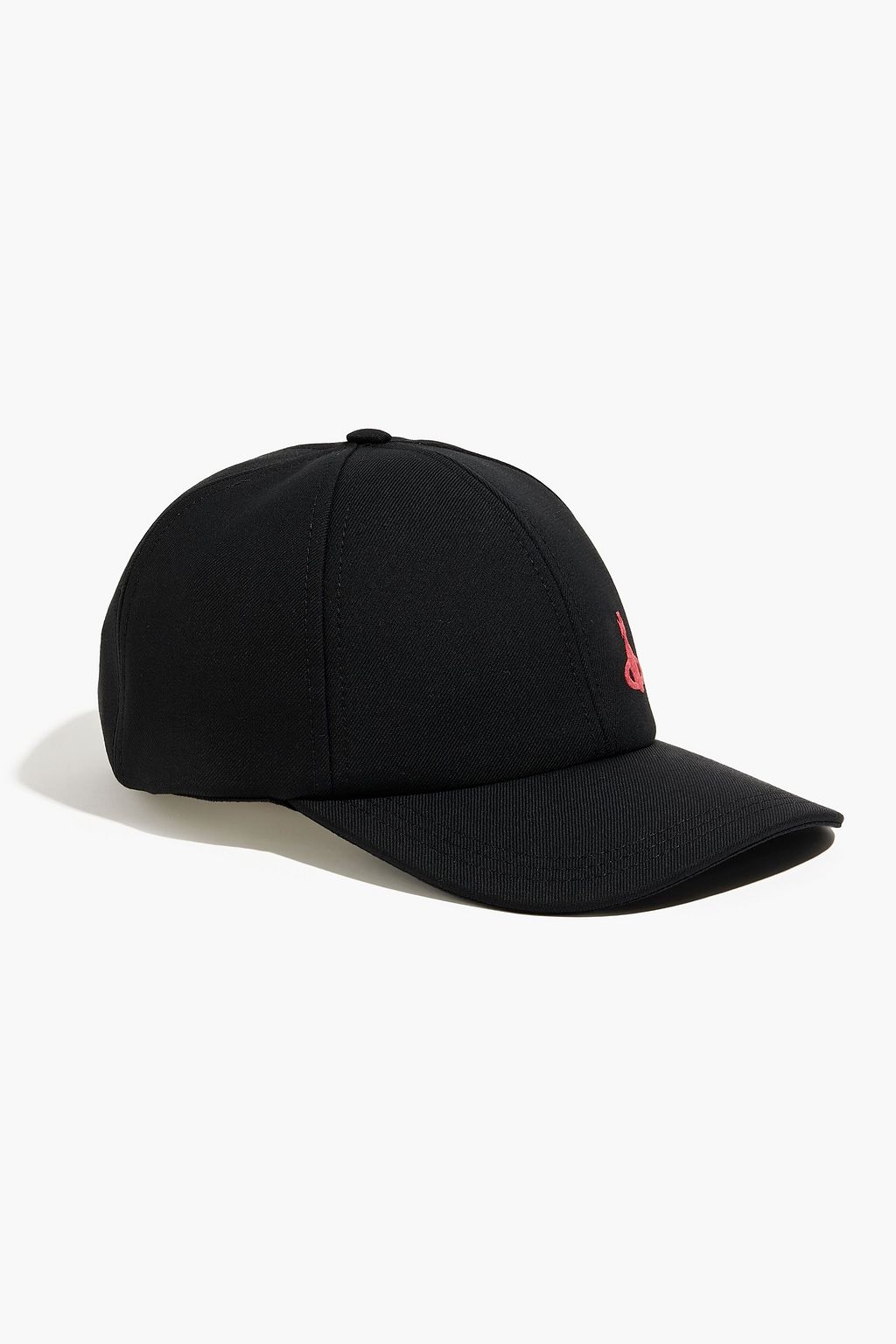 Black Logo-embroidered wool-twill 