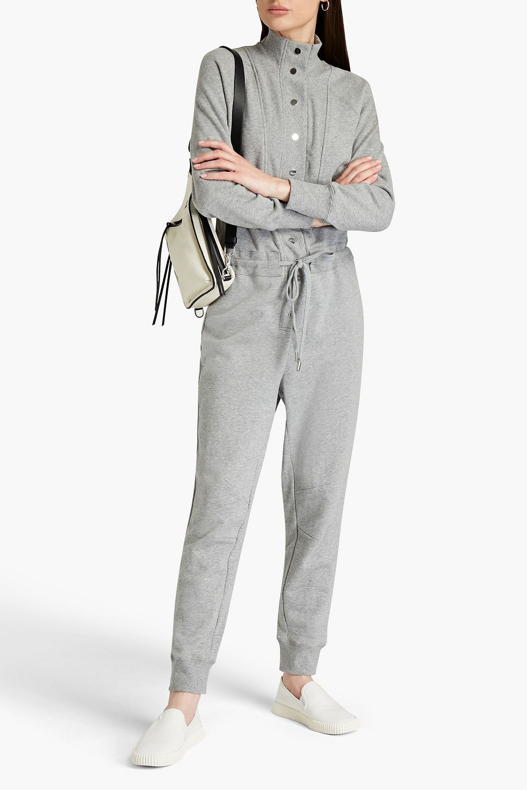 VERONICA BEARD Finn mélange French cotton-terry jumpsuit