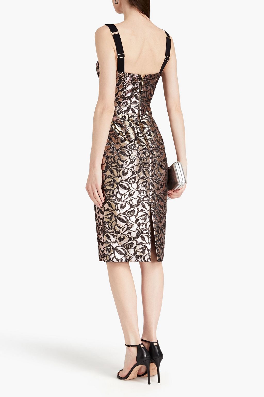 REBECCA VALLANCE Metallic cotton-blend jacquard dress