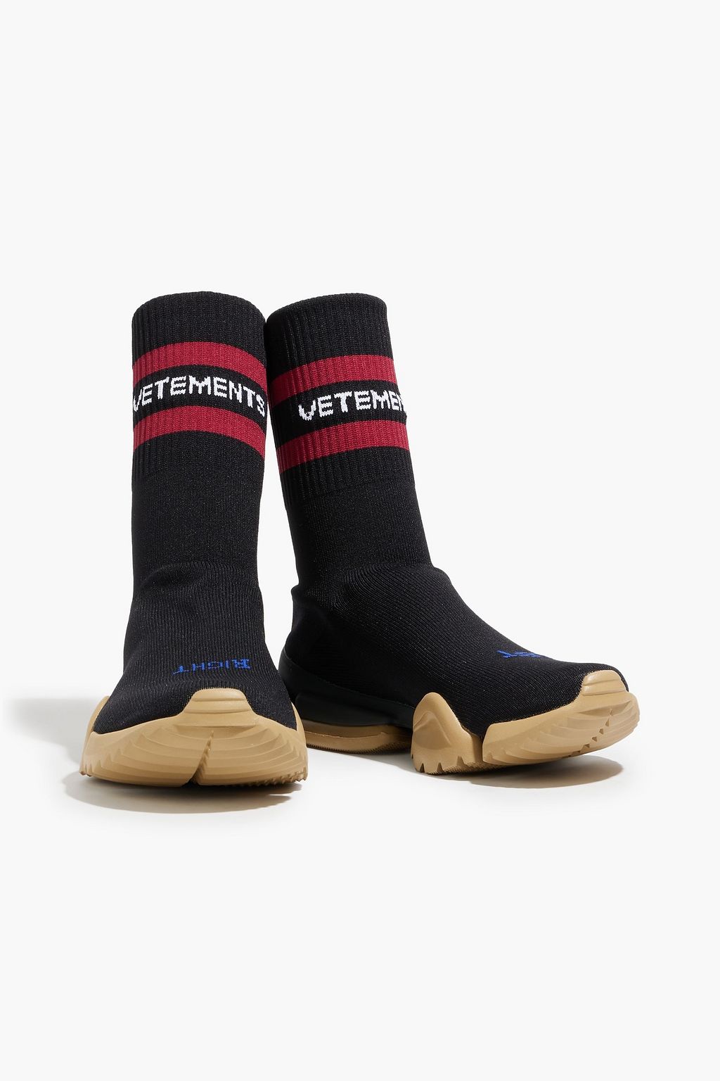 REEBOK X VETEMENTS Striped stretch-knit slip-on sneakers
