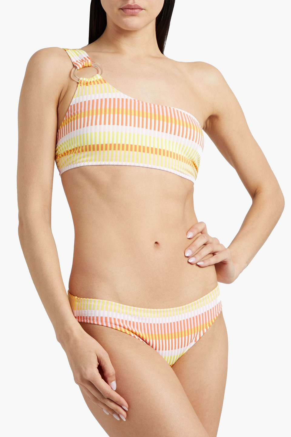 Solid & Striped The Desi Striped Low-rise Bikini Briefs In Baby Pink