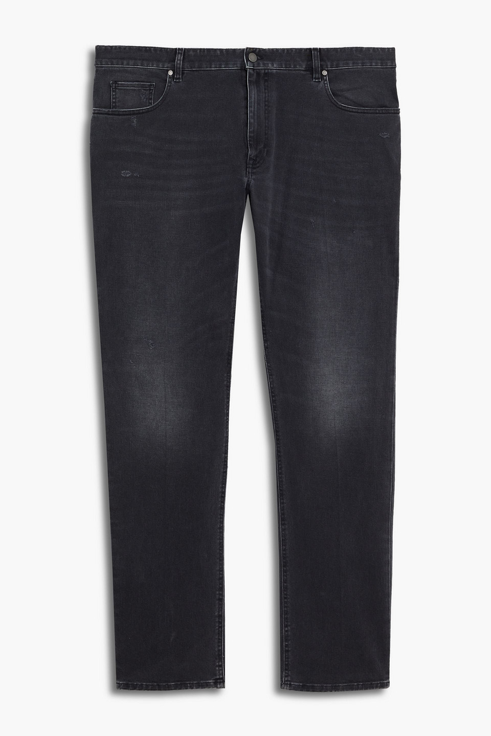 zegna - straight-fit distressed faded denim jeans - gray - 42
