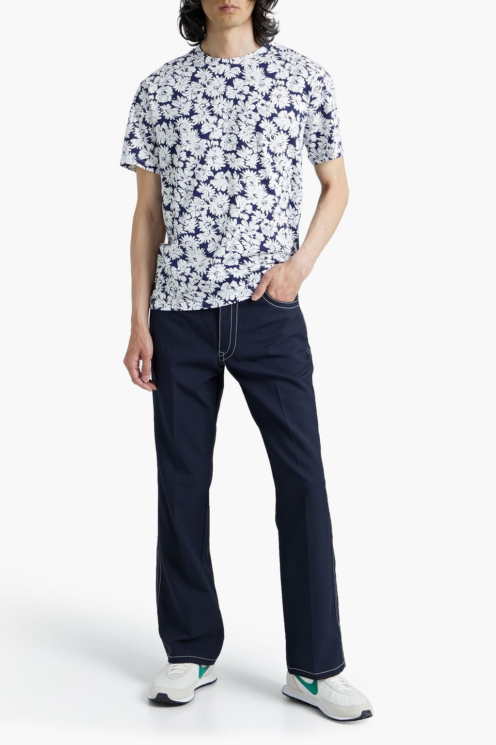 SANDRO Floral-print cotton-jersey T-shirt