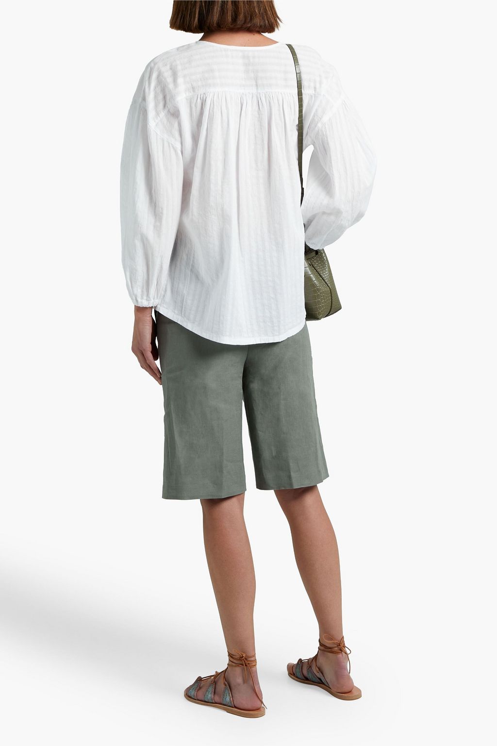 RAQUEL ALLEGRA Poet gathered cotton-gauze blouse