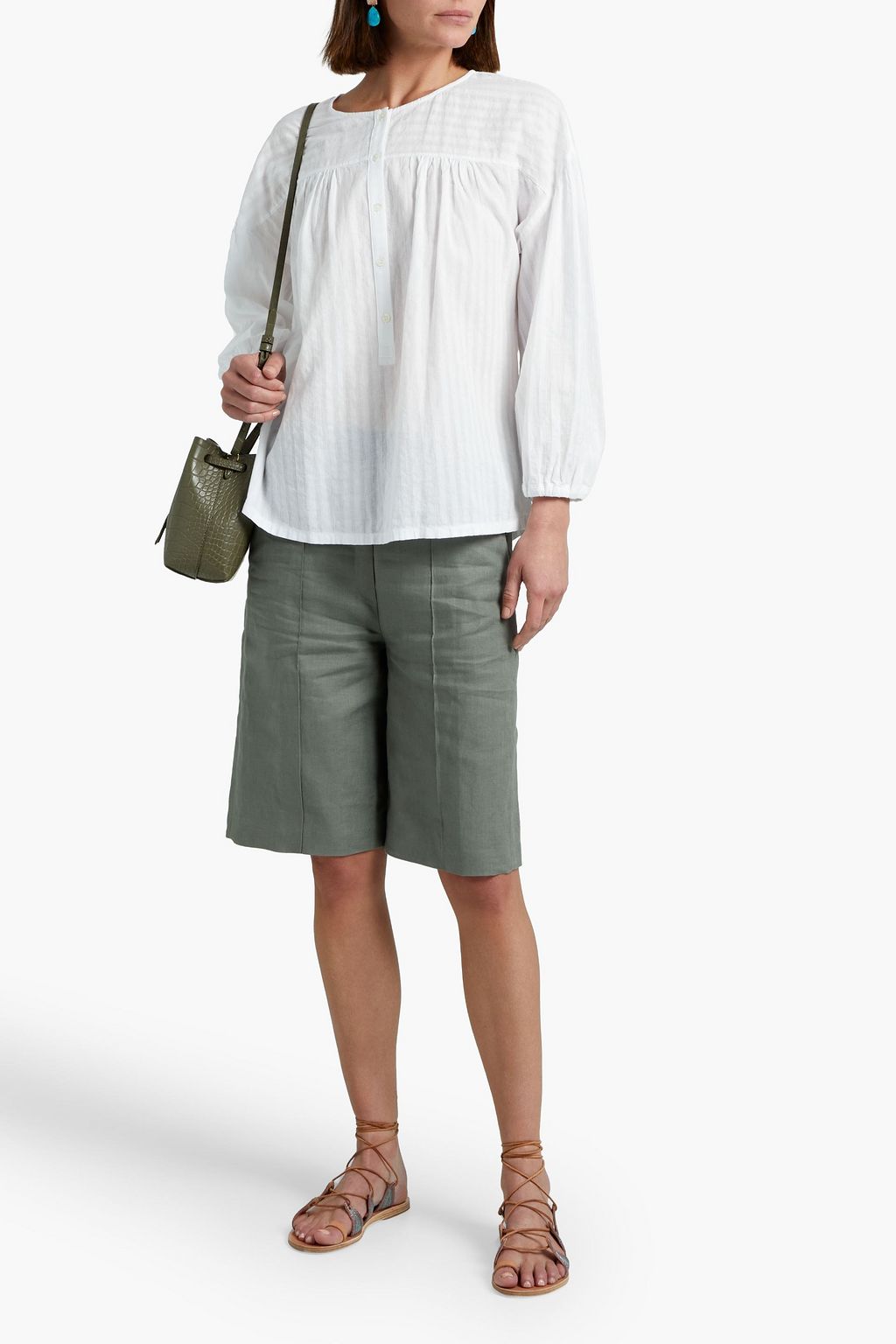 RAQUEL ALLEGRA Poet gathered cotton-gauze blouse