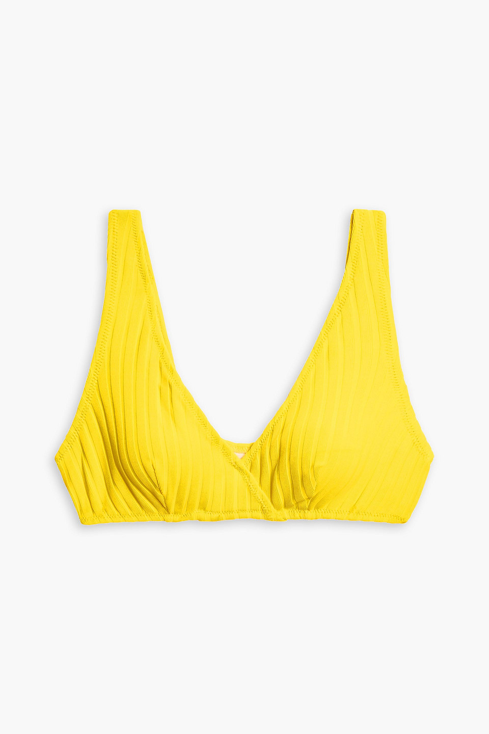 Solid & Striped The Annie Ribbed Bikini Top In Yellow