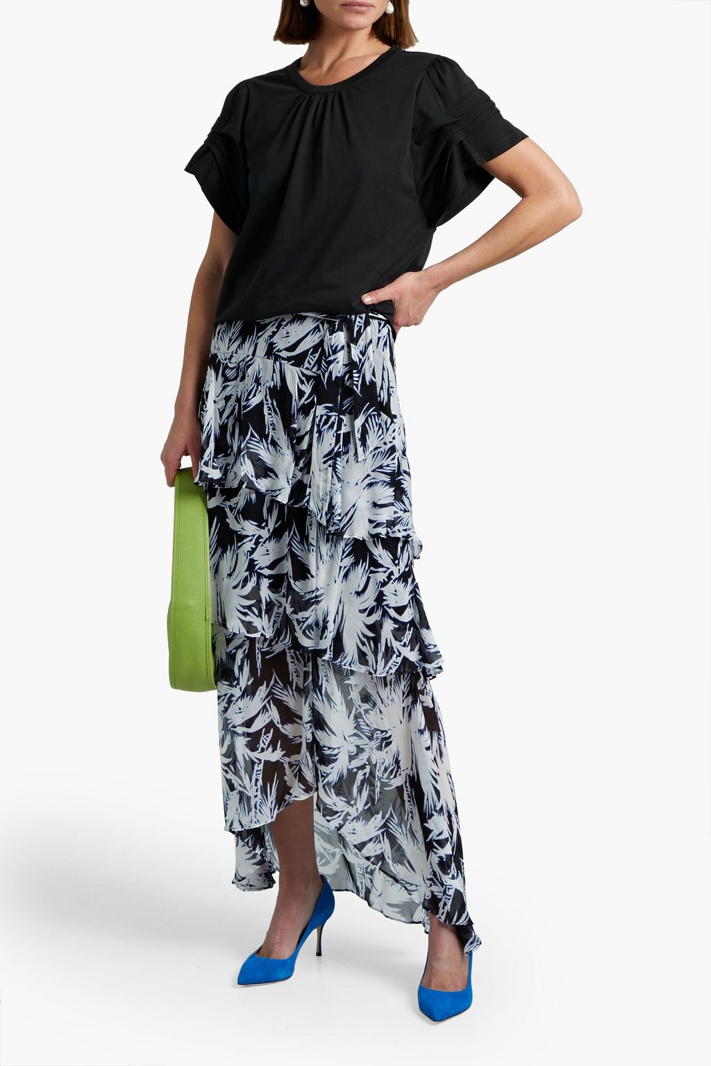 DIANE VON FURSTENBERG Raelynn tiered printed georgette maxi skirt