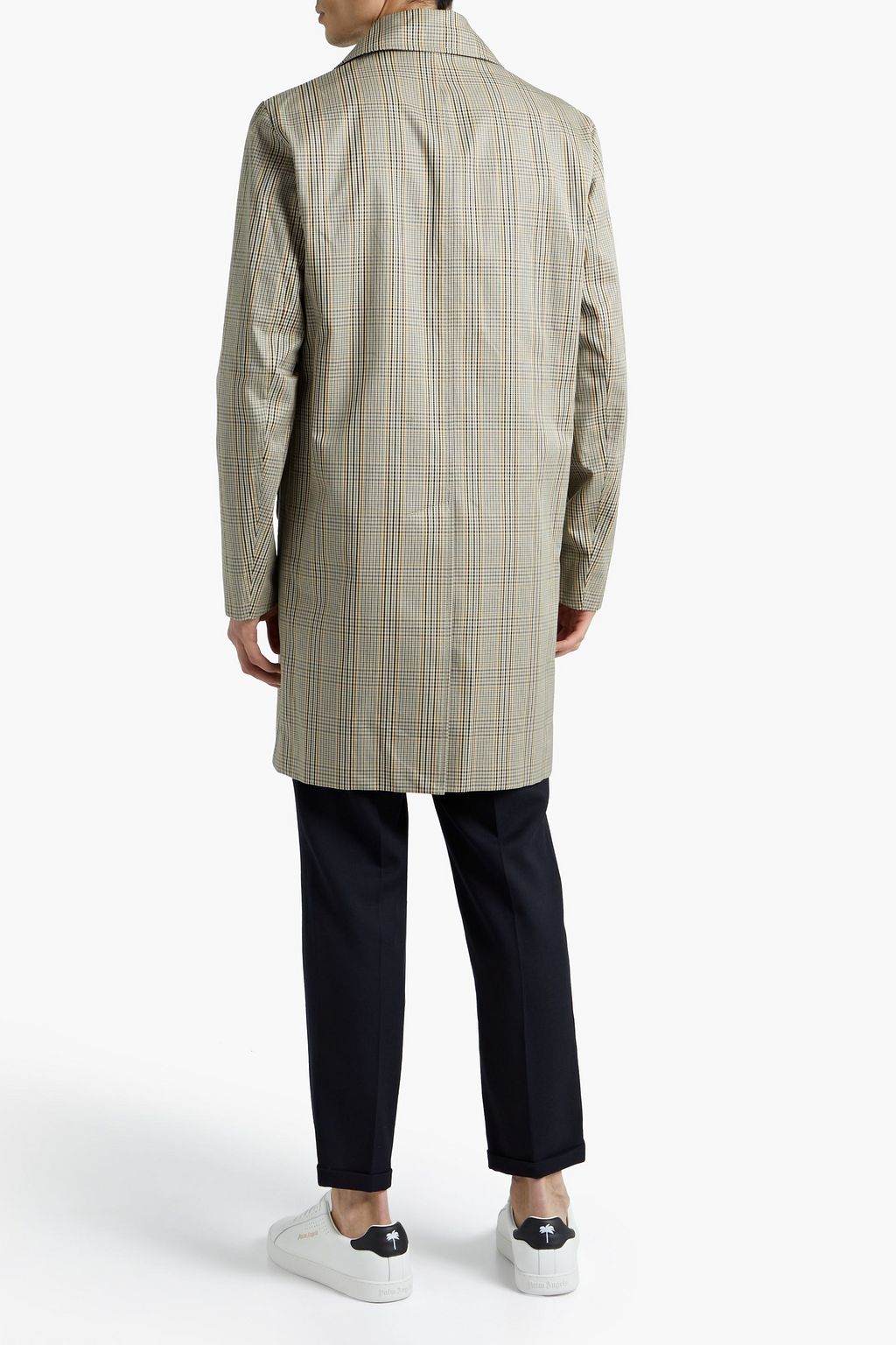 SANDRO Checked cotton-twill raincoat
