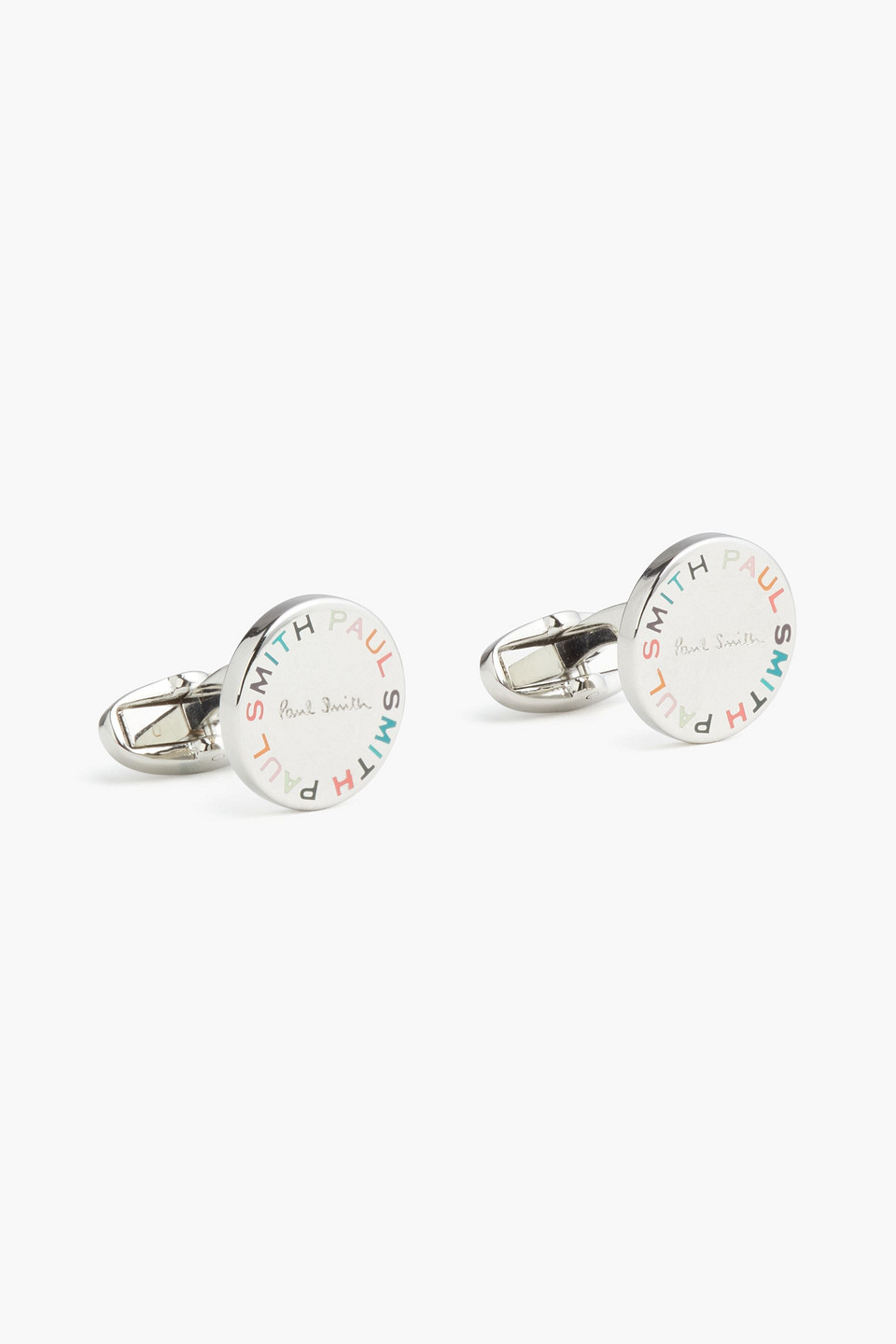 Paul Smith Logo-embellished Silver-tone Cufflinks In White