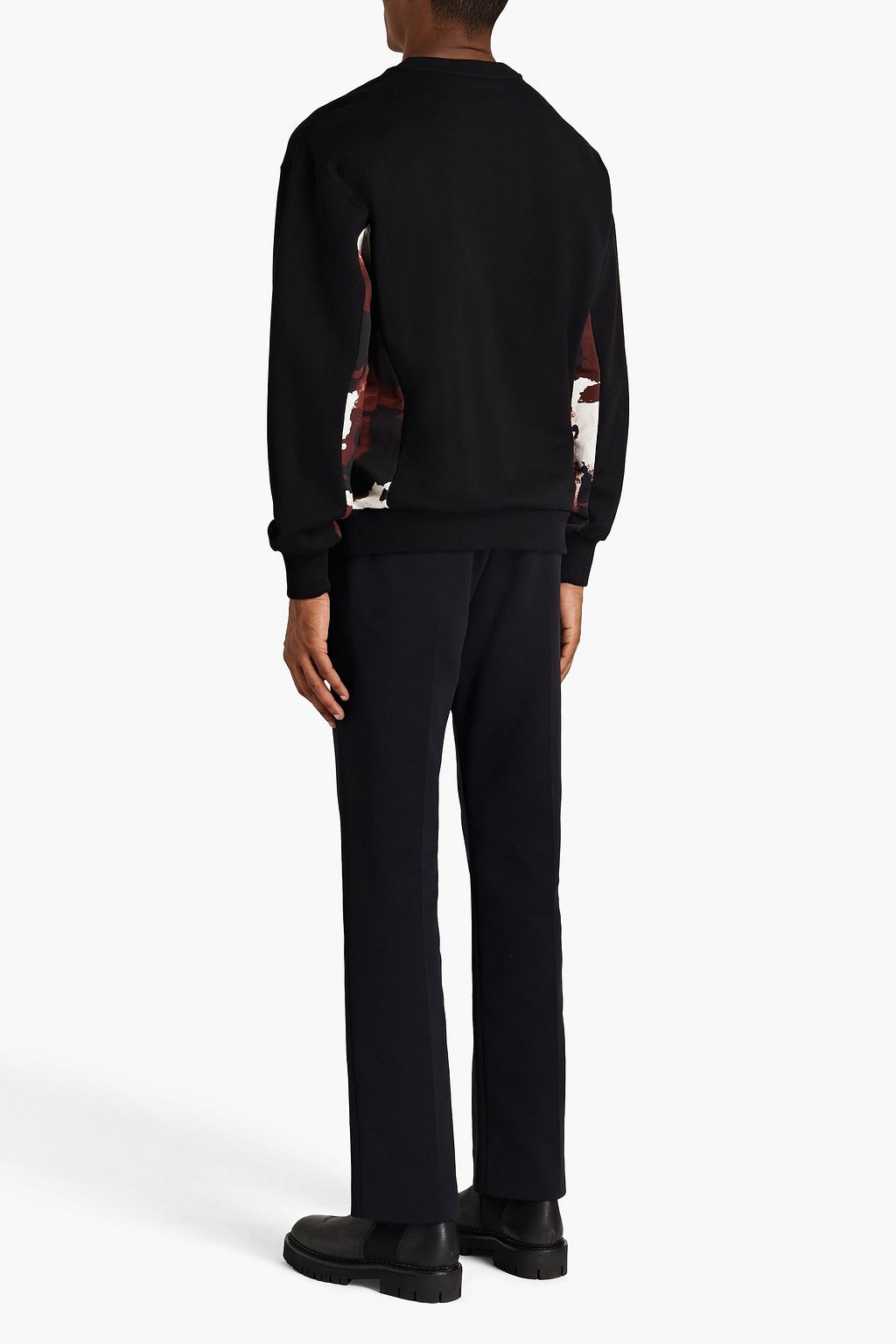DOLCE & GABBANA Embroidered paneled French cotton-terry sweatshirt