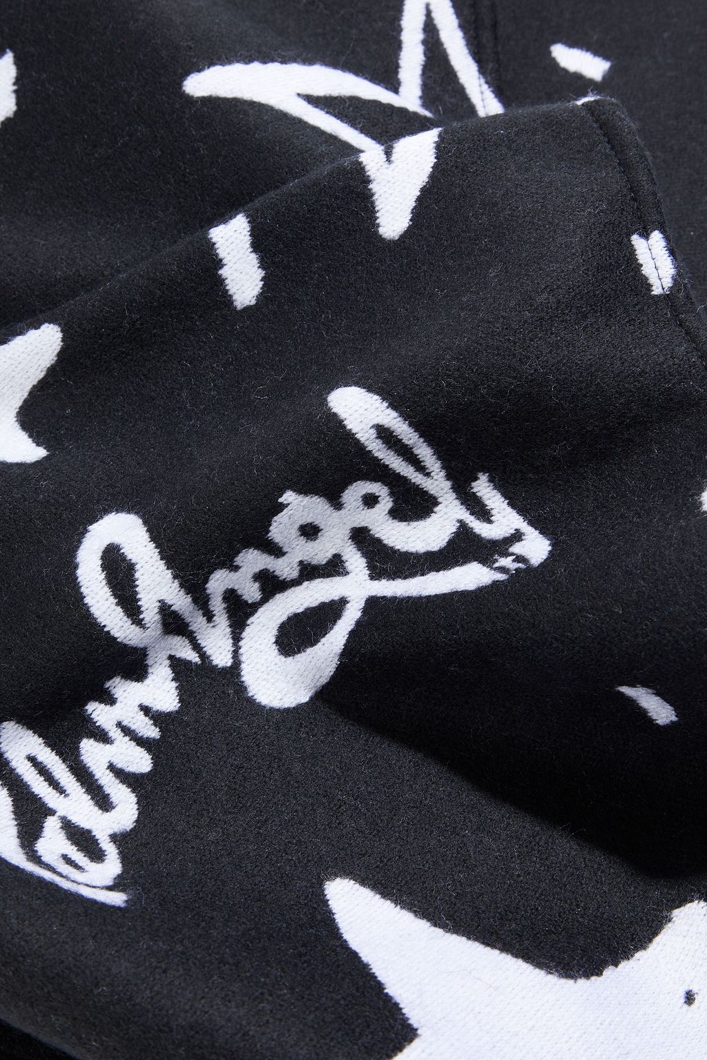 PALM ANGELS Night Sky fringed wool-blend  jacquard scarf