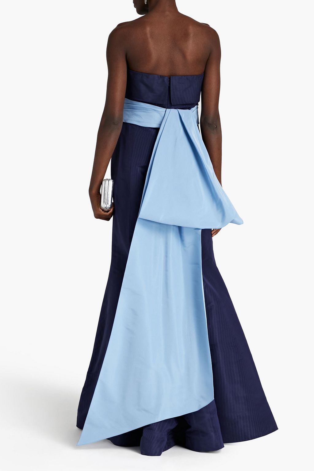 OSCAR DE LA RENTA Strapless twill-paneled silk-moire gown