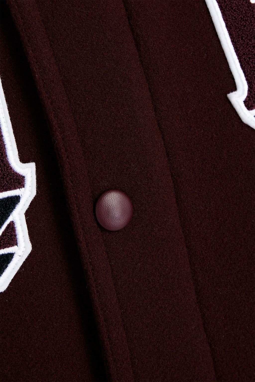 BURBERRY Leather-paneled wool-blend felt bomber jacket