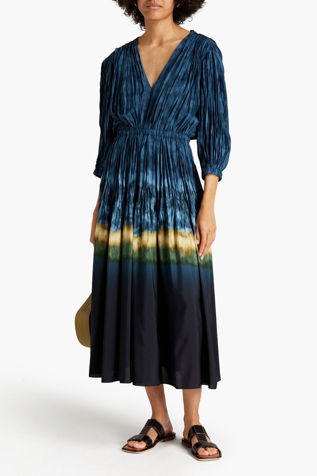 ALTUZARRA 타이다이 크링클 크레이프 드 신 미디 드레스