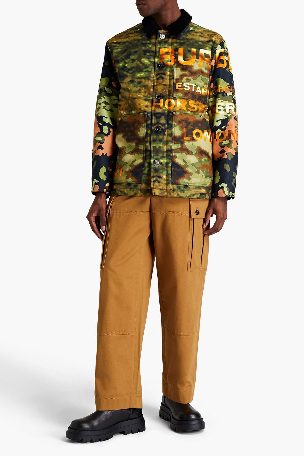BURBERRY Corduroy paneled printed cotton-canvas jacket