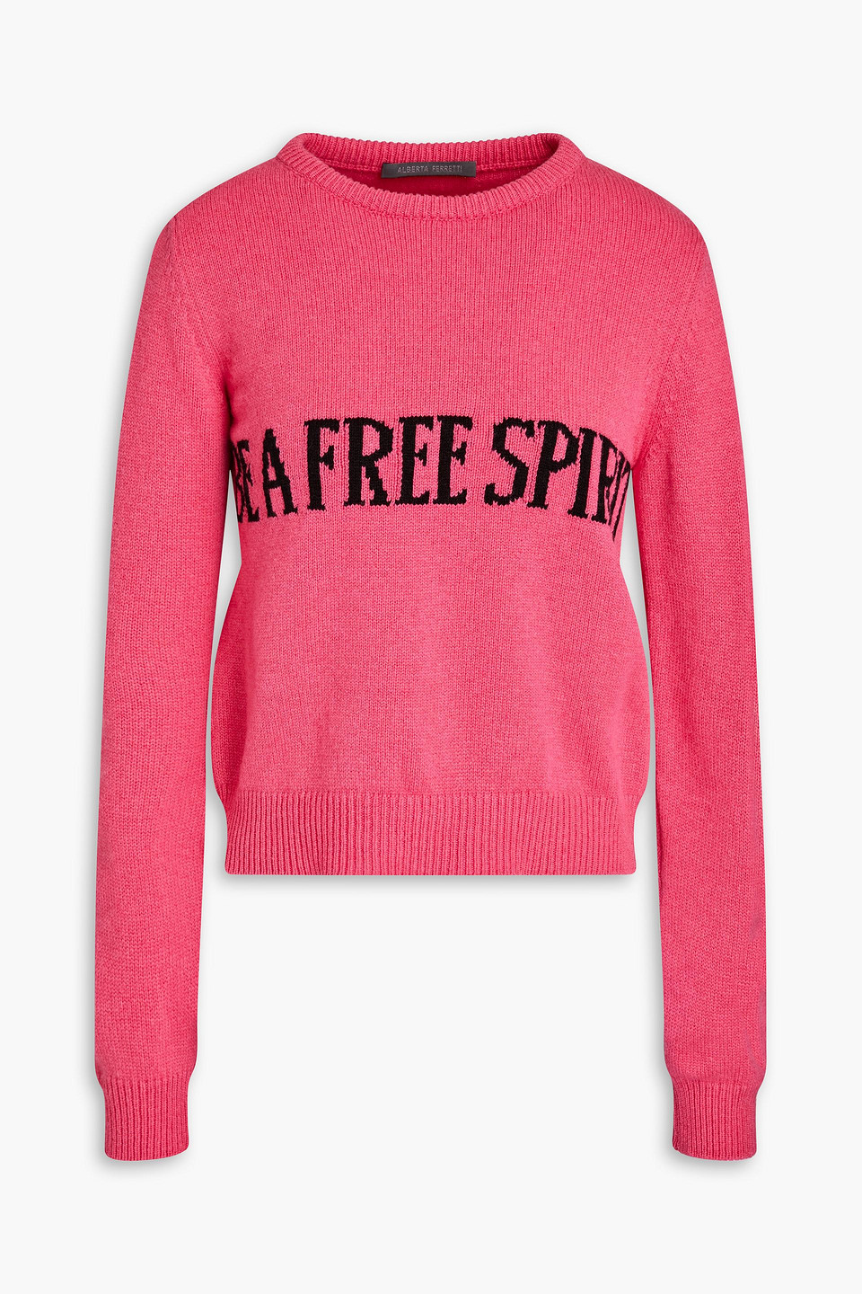 Alberta Ferretti Intarsia-knit Cashmere And Wool-blend Jumper In Pink