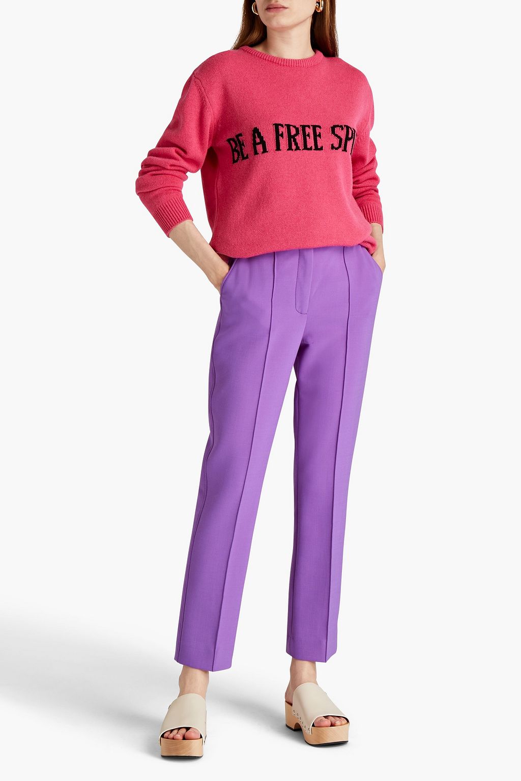 ALBERTA FERRETTI Intarsia-knit cashmere and wool-blend sweater