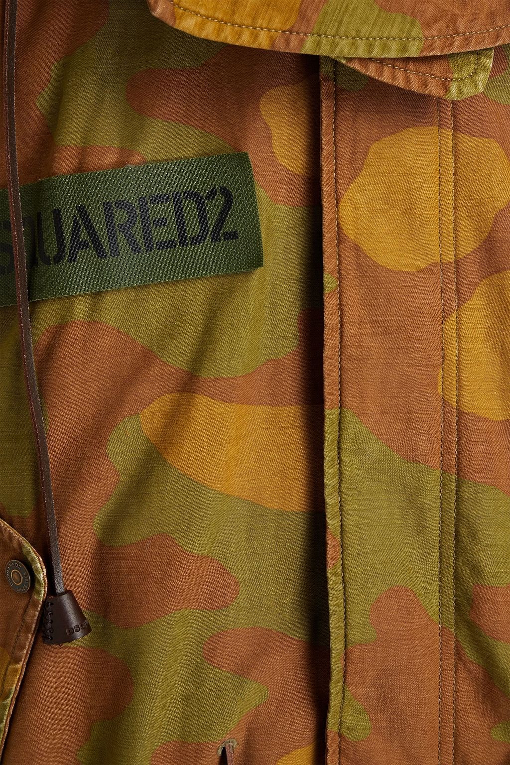 DSQUARED2 Leather-trimmed camouflage-print cotton hooded parka