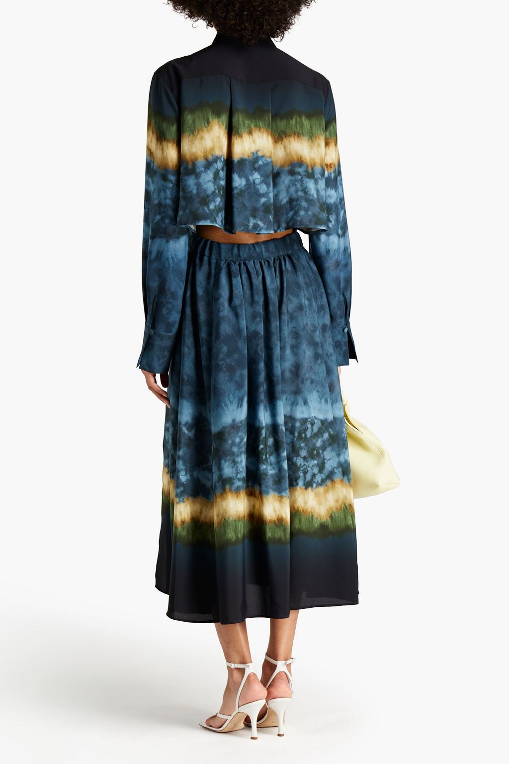 ALTUZARRA クレープデシン ミディシャツワンピース カットアウト タイダイ