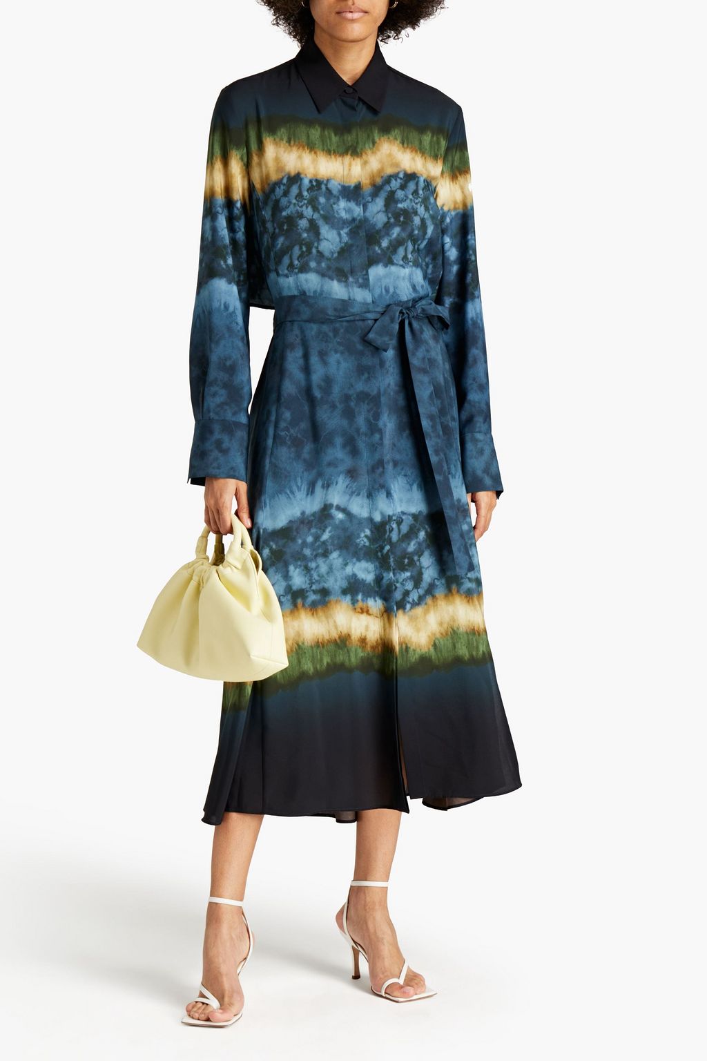 ALTUZARRA クレープデシン ミディシャツワンピース カットアウト タイダイ