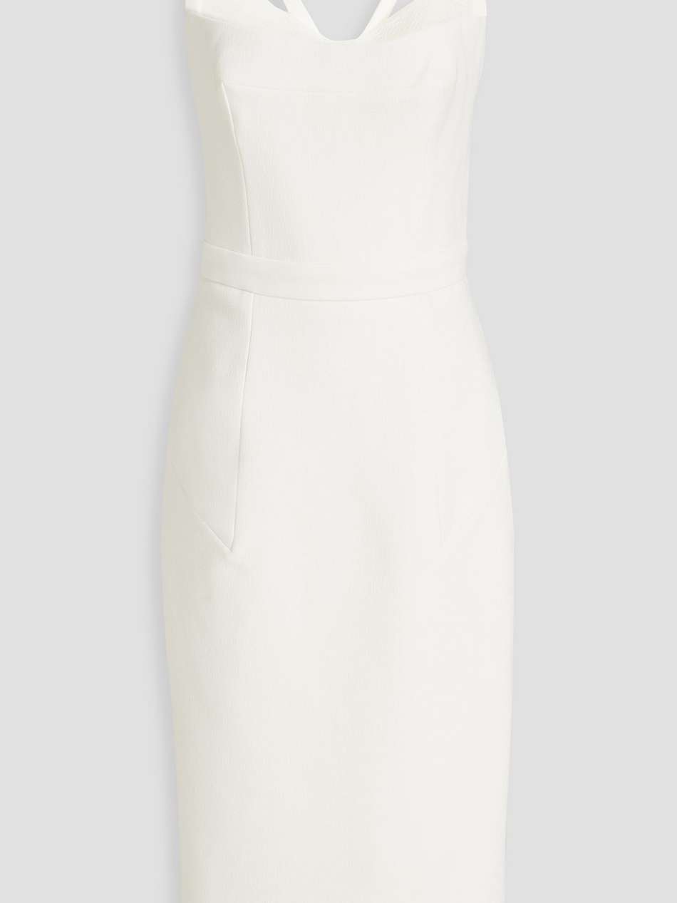 lace-paneled crepe midi dress