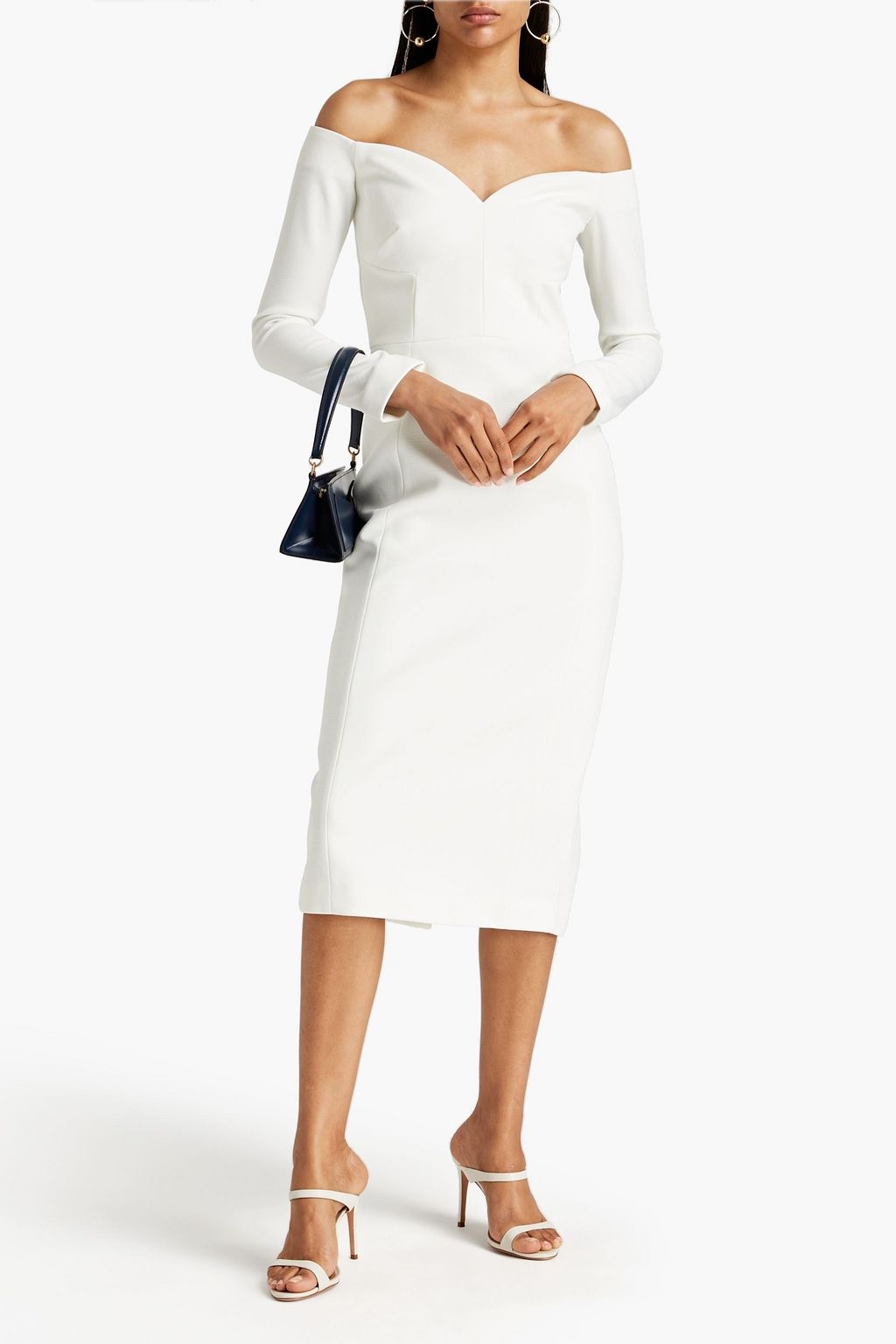 REBECCA VALLANCE Off-the-shoulder crepe midi dress