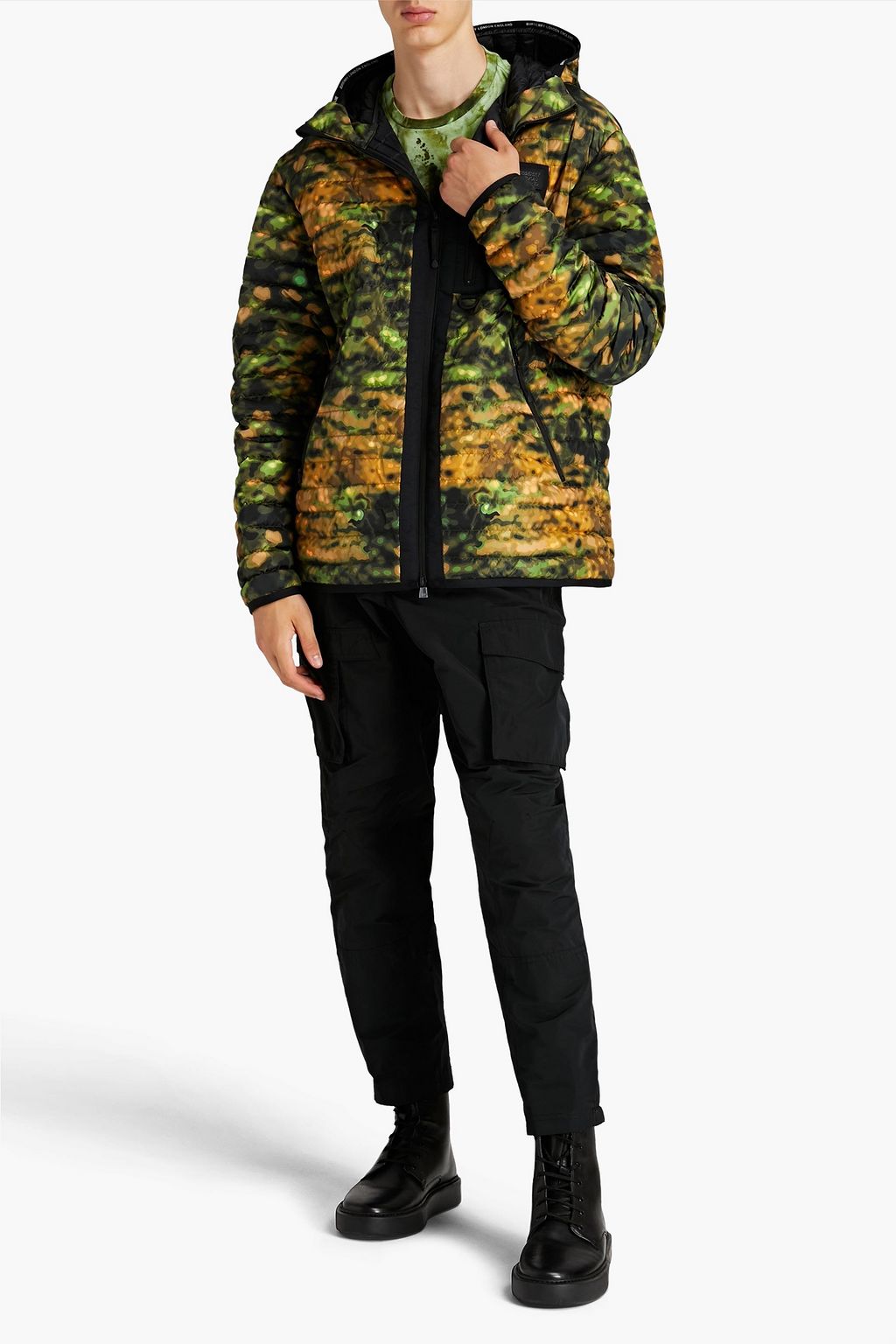 BURBERRY Quilted printed shell hooded down jacket