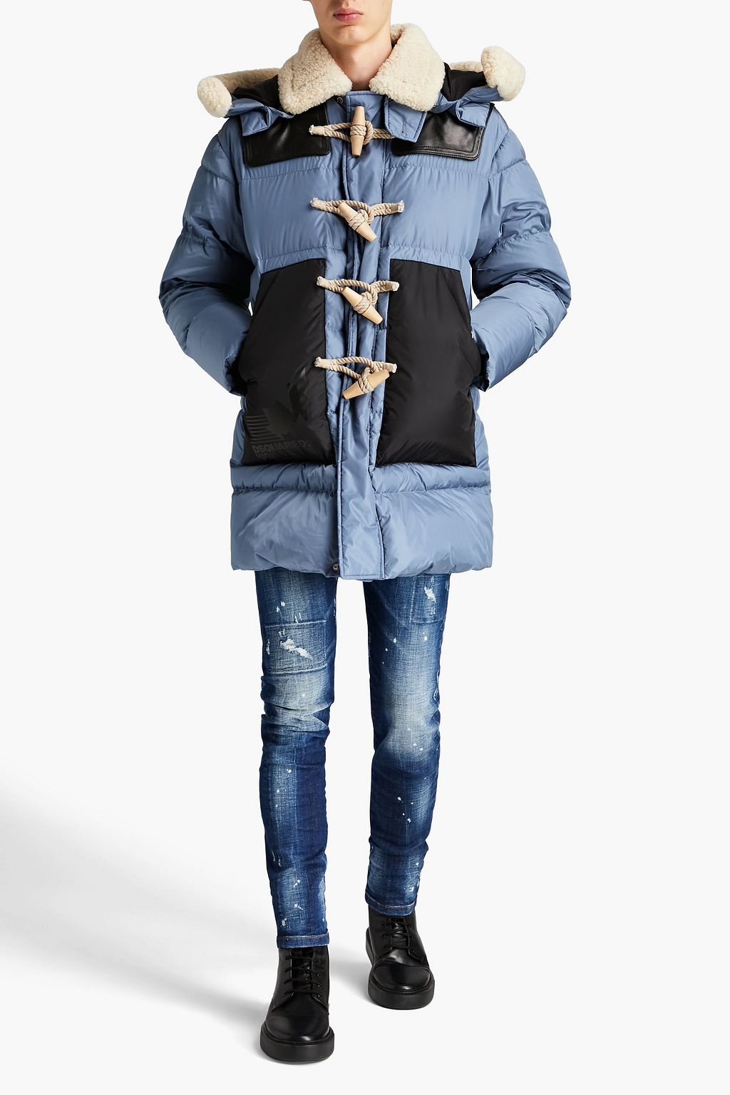 DSQUARED2 Shearling-trimmed quilted shell hooded down jacket