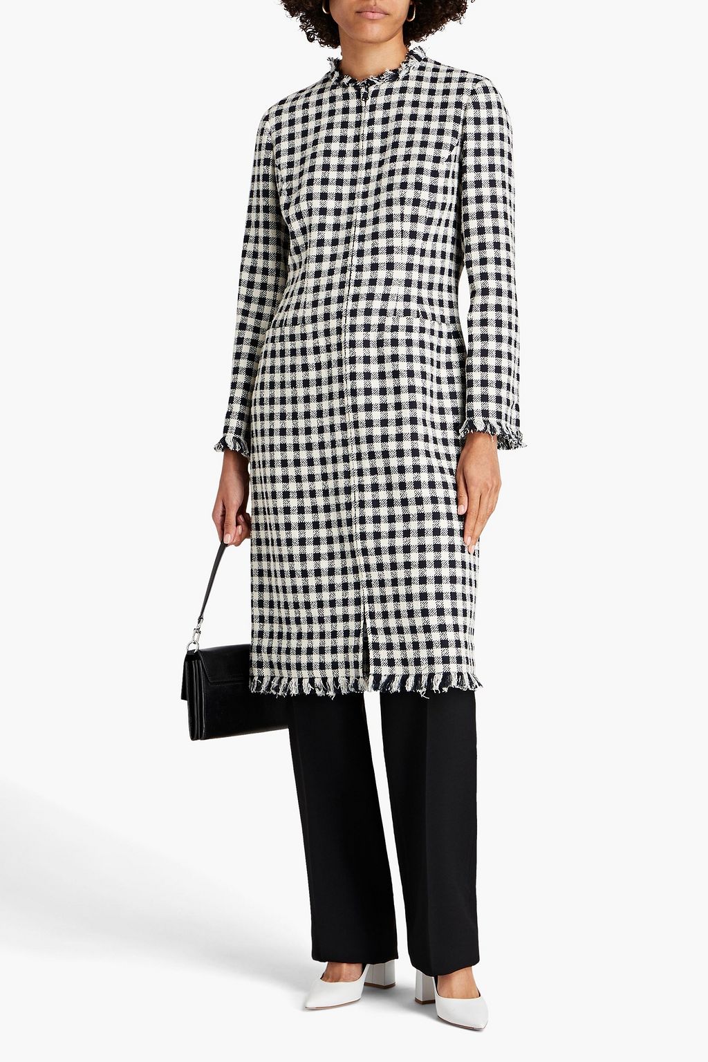 OSCAR DE LA RENTA Checked cotton-blend tweed coat