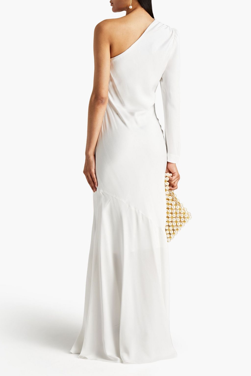 REBECCA VALLANCE Blume Robe aus Crêpe mit asymmetrischer Schulterpartie