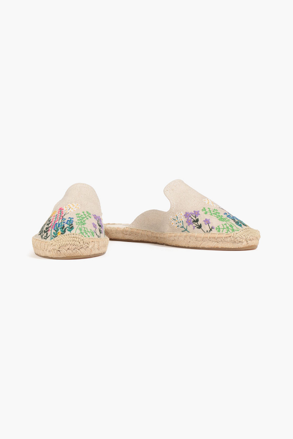 Soludos Embroidered Canvas Espadrille Slippers In Neutrals