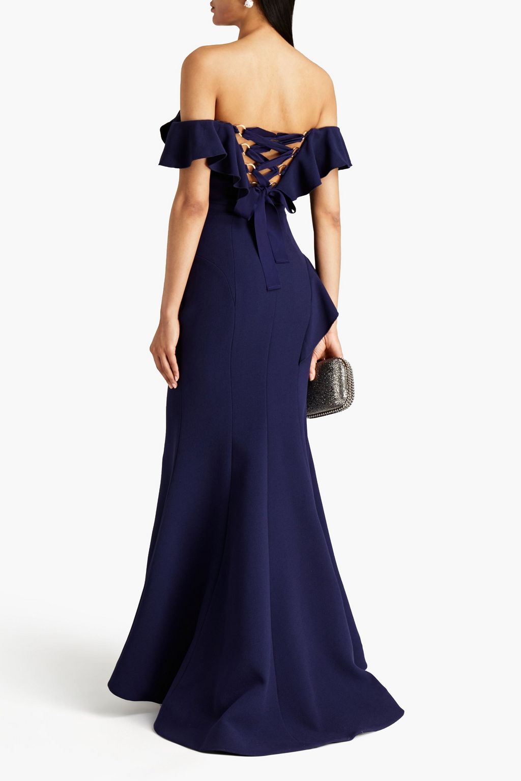 REBECCA VALLANCE Aegean off-the-shoulder ruffled crepe gown